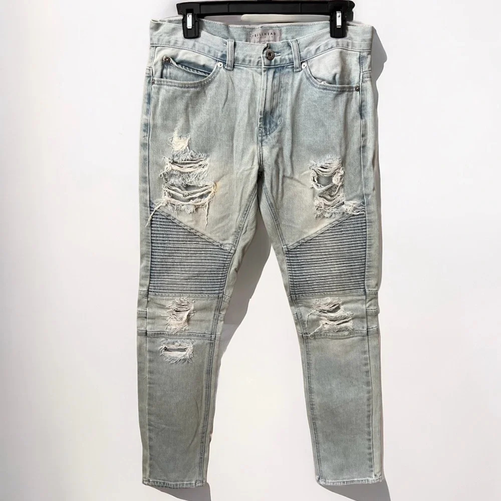 Bullhead Denim Stacked Skinny Distressed Moto Jeans Mens Size 28